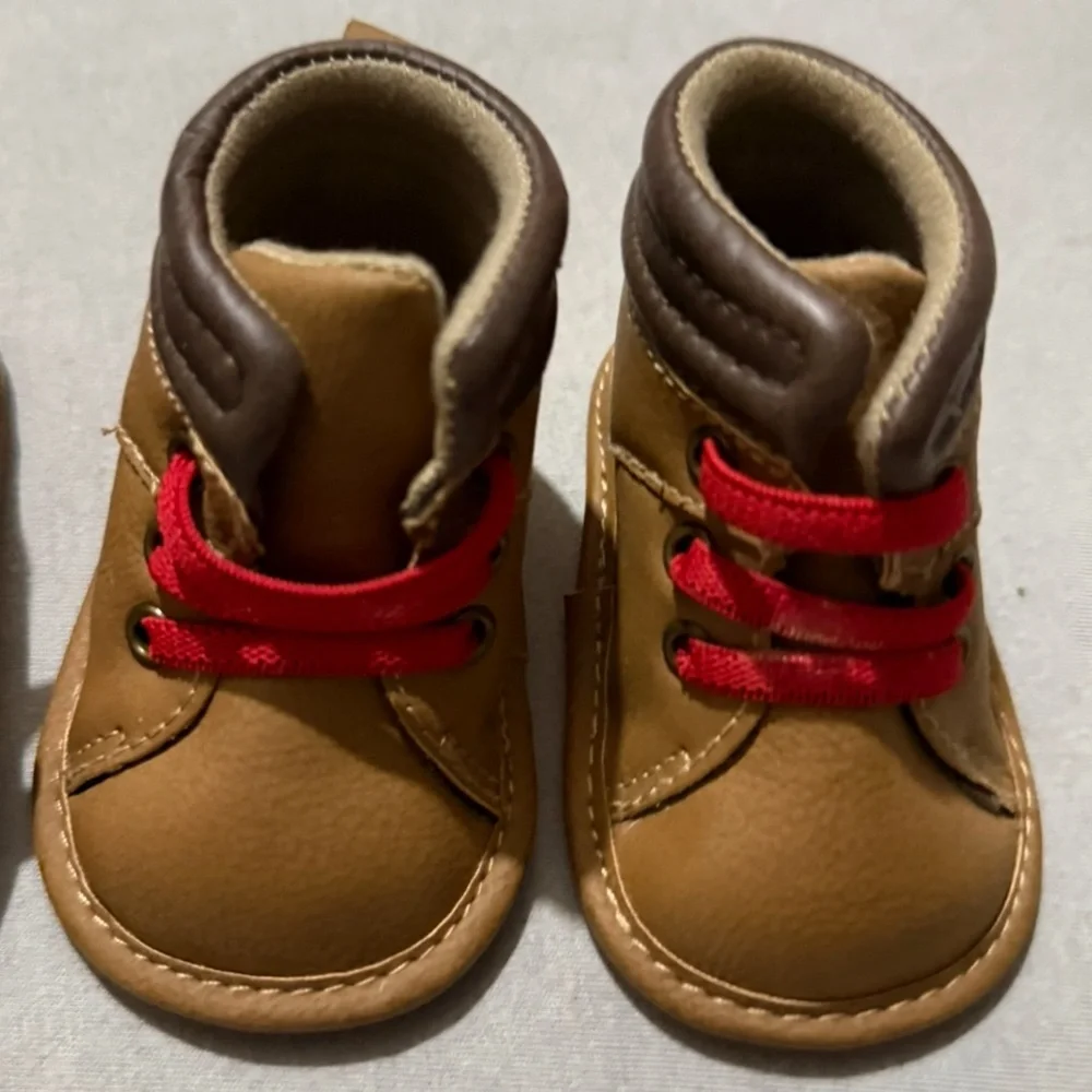 2pc 6-9months Baby Shoe Bundle - Soft Padded Sneakers & Boots